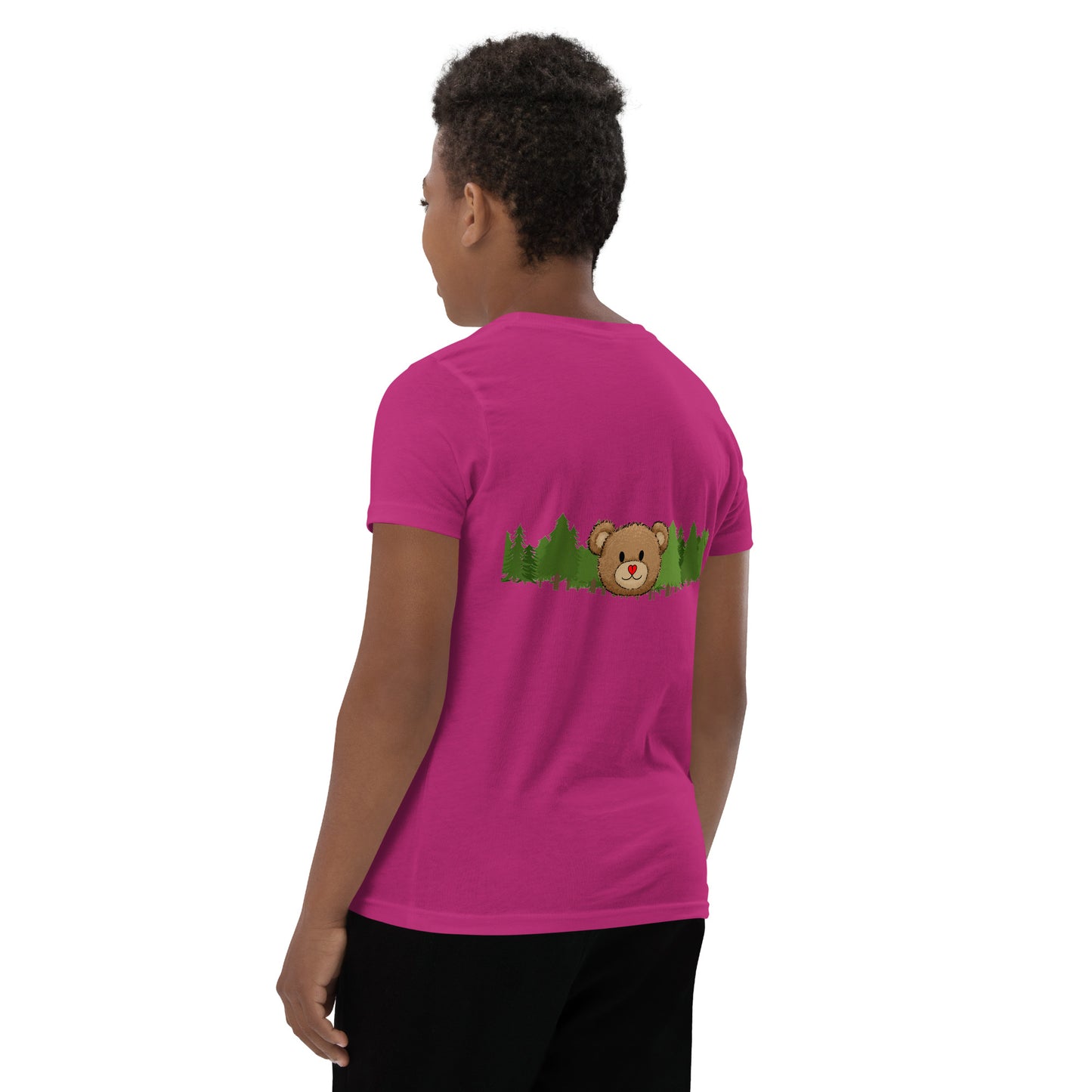 Bear Hug embroidered "In the  Forest" Youth Short Sleeve T-Shirt