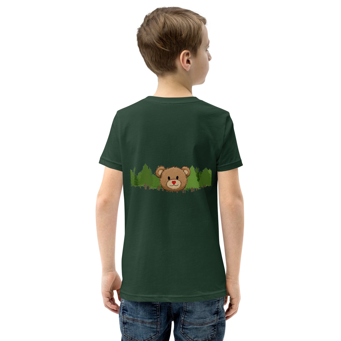 Bear Hug embroidered "In the  Forest" Youth Short Sleeve T-Shirt