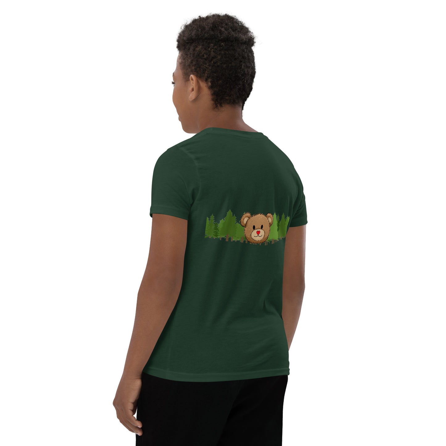 Bear Hug embroidered "In the  Forest" Youth Short Sleeve T-Shirt