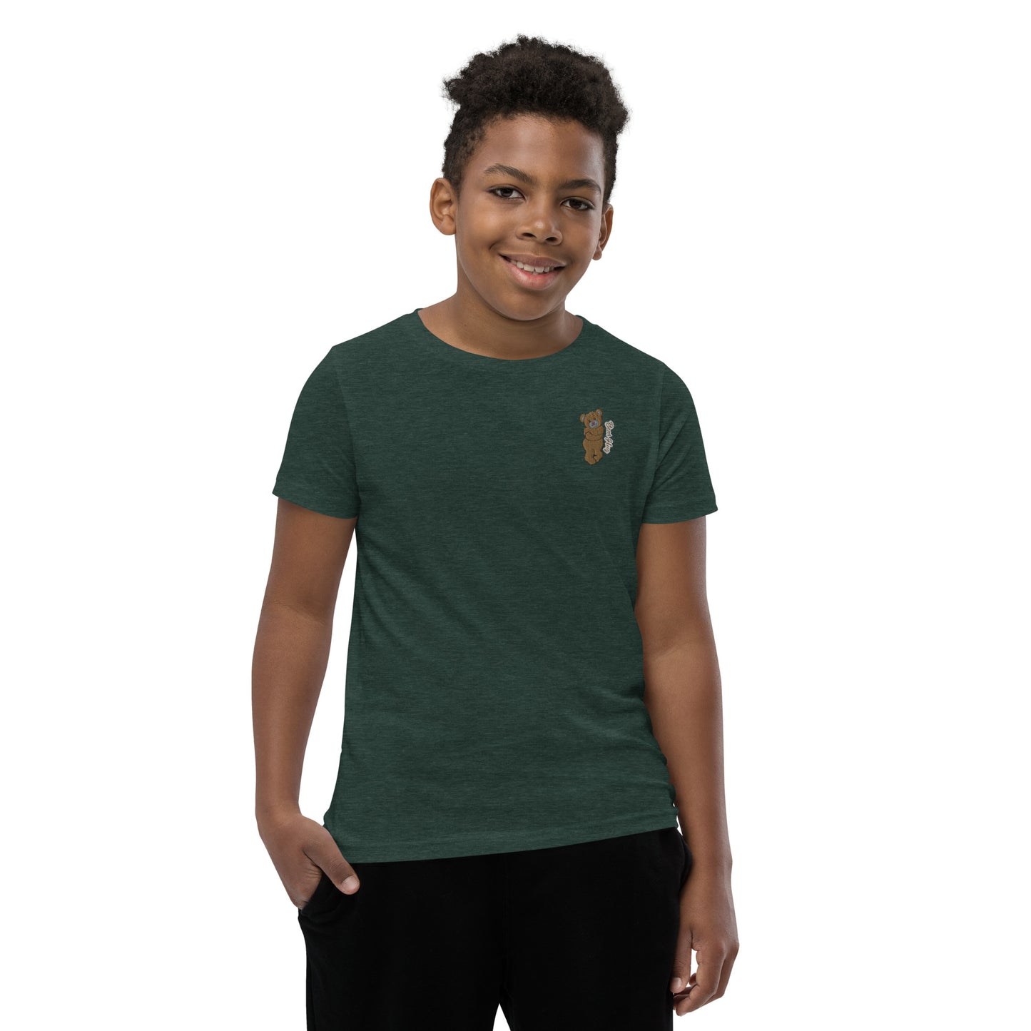 Bear Hug embroidered "In the  Forest" Youth Short Sleeve T-Shirt