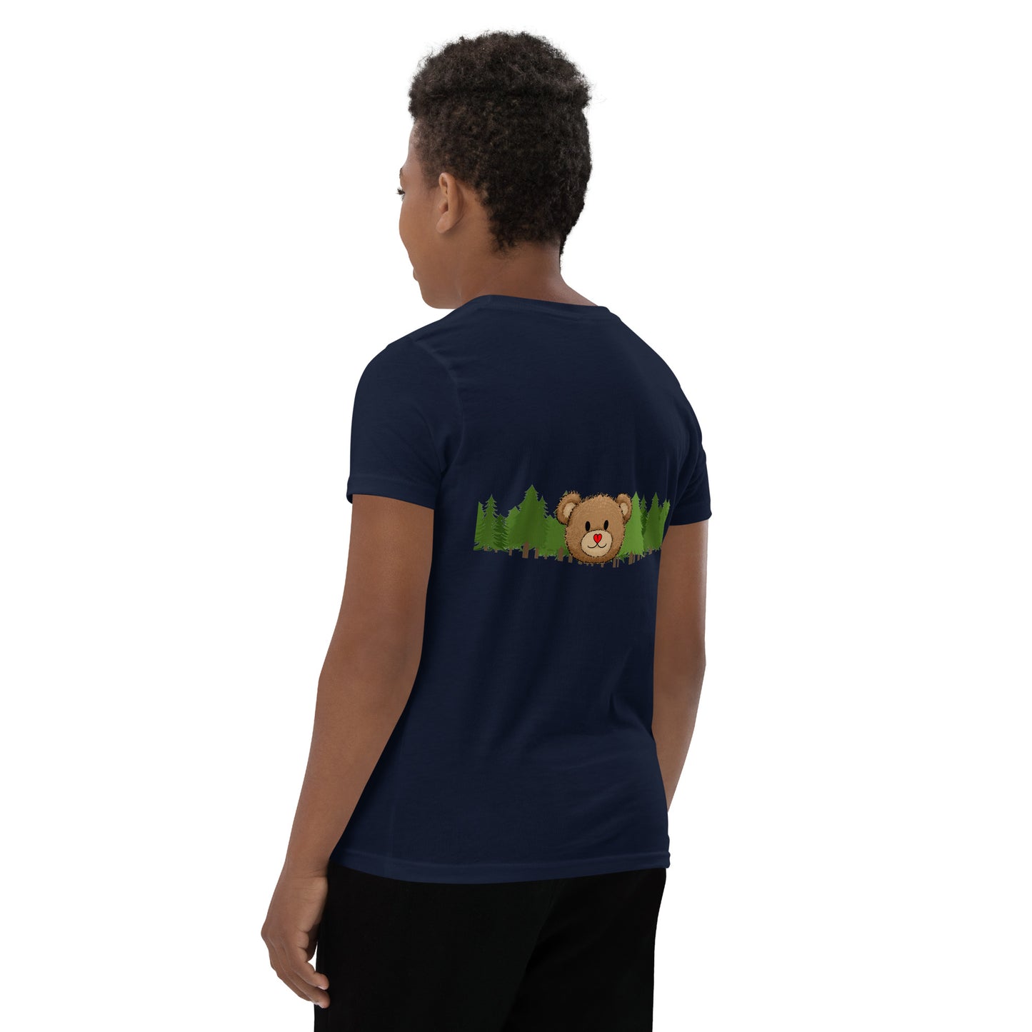 Bear Hug embroidered "In the  Forest" Youth Short Sleeve T-Shirt